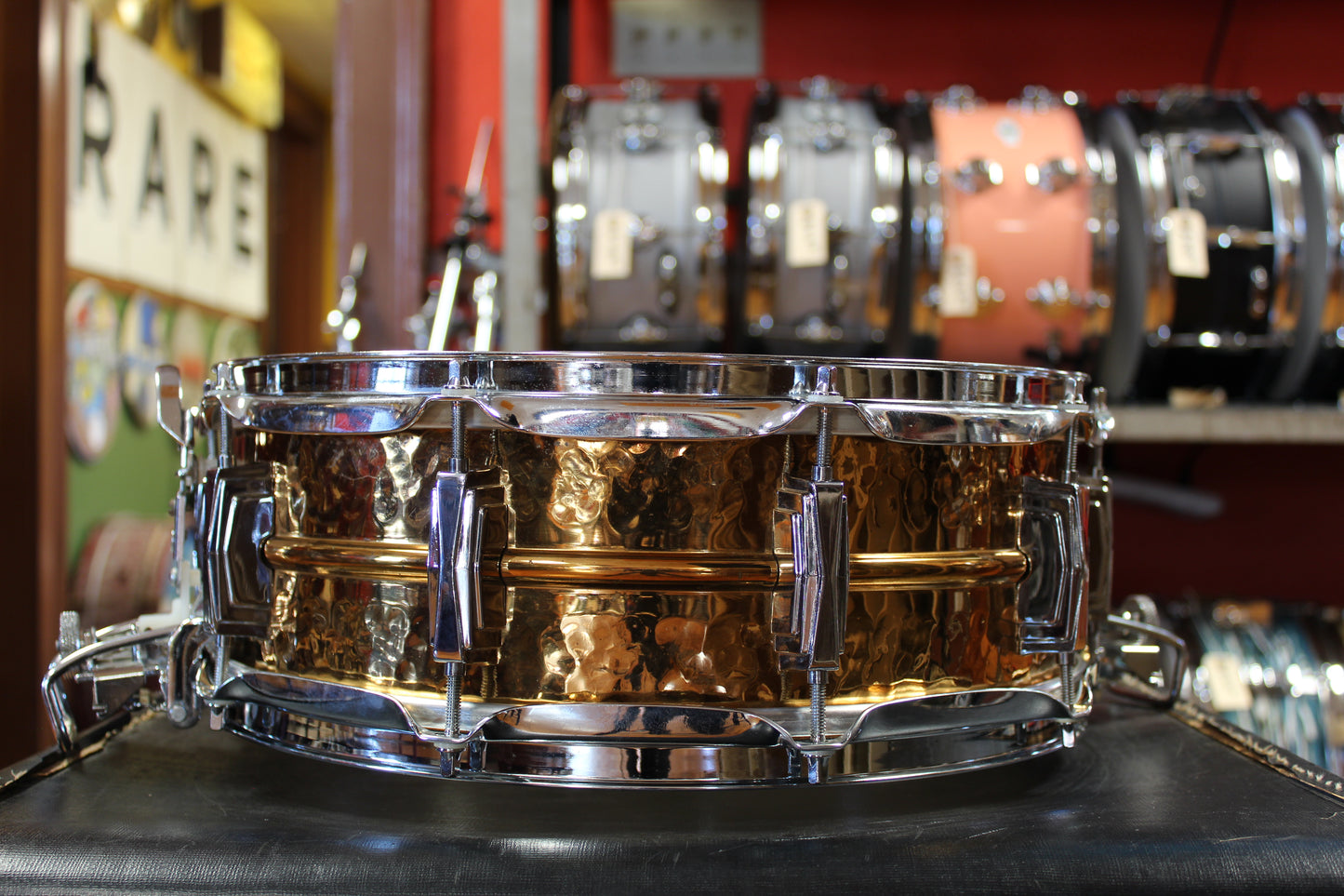 1990s Ludwig Hamered Bronze 5"x14" Super Sensitive Snare Drum