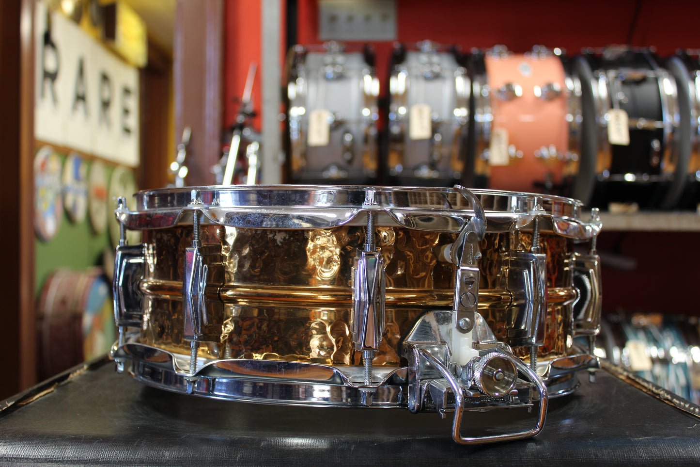 1990s Ludwig Hamered Bronze 5"x14" Super Sensitive Snare Drum