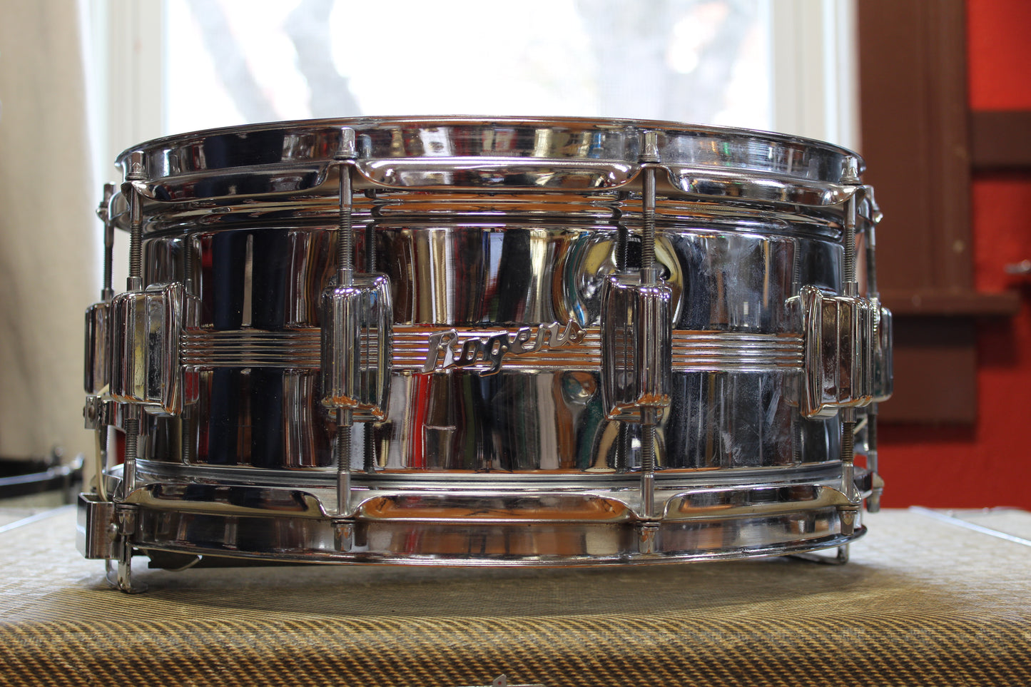 1960s Rogers Dynasonic 6.5"x14" Chrome over Brass Snare Drum