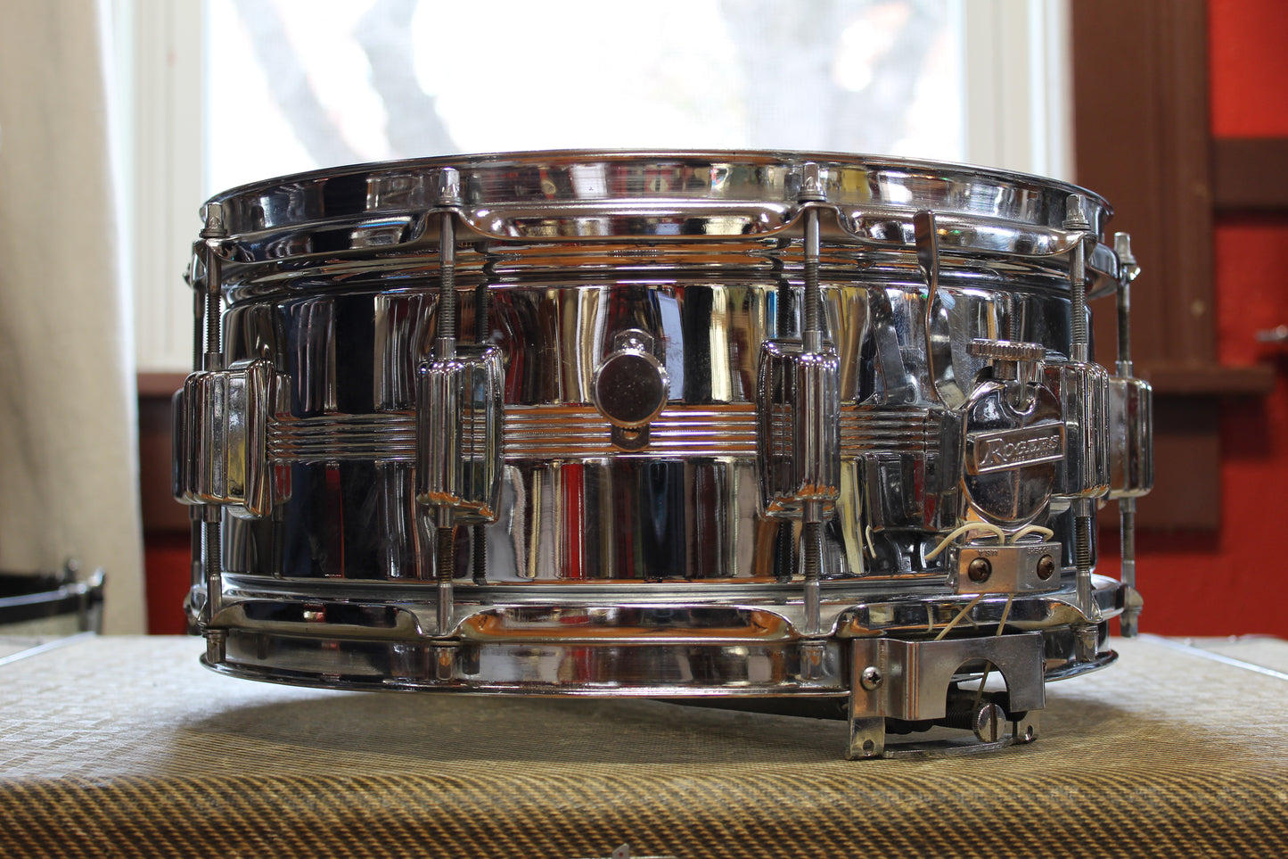 1960s Rogers Dynasonic 6.5"x14" Chrome over Brass Snare Drum