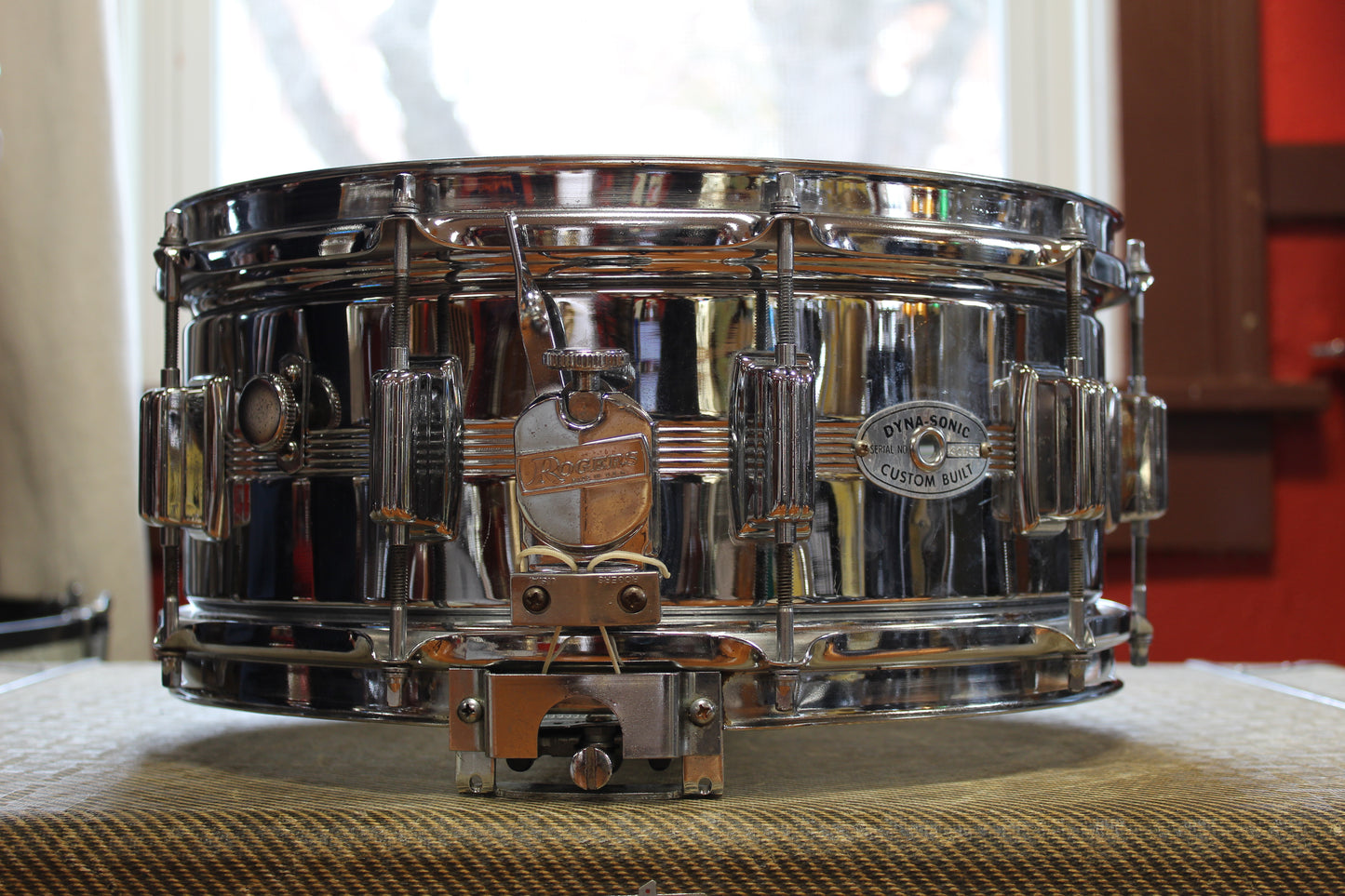 1960s Rogers Dynasonic 6.5"x14" Chrome over Brass Snare Drum