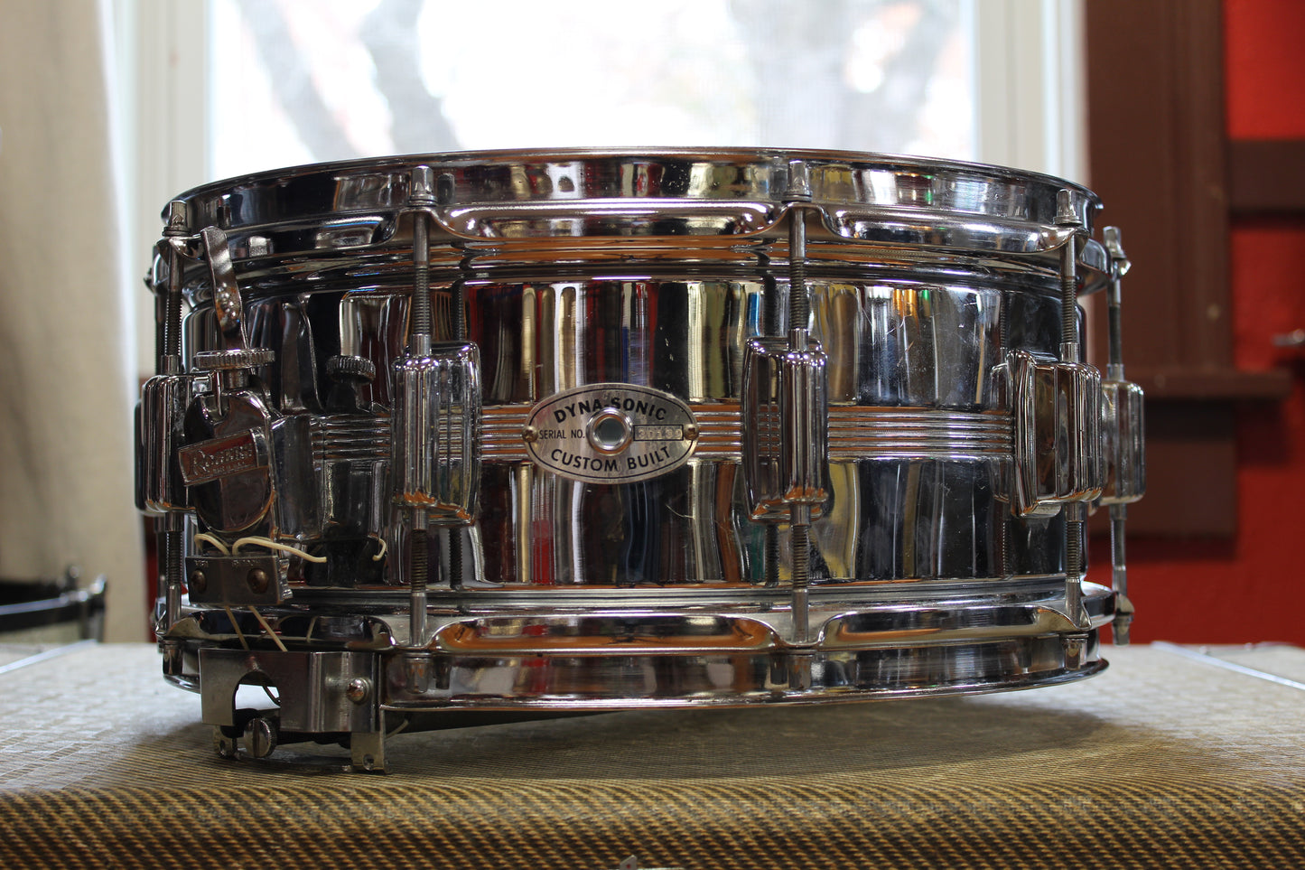 1960s Rogers Dynasonic 6.5"x14" Chrome over Brass Snare Drum