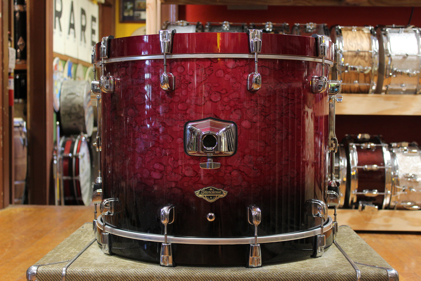 Tama Starclassic Walnut Birch Outfit in Molten Dark Raspberry Fade 16x22 8x10 9x12 14x16