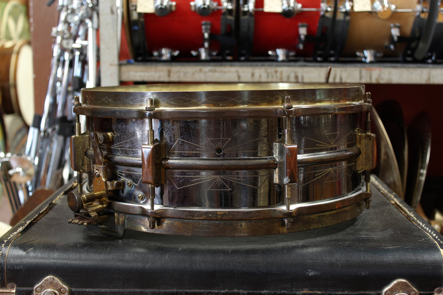 1930s Leedy 5x14 Broadway Parallel Thunderbird Snare Drum