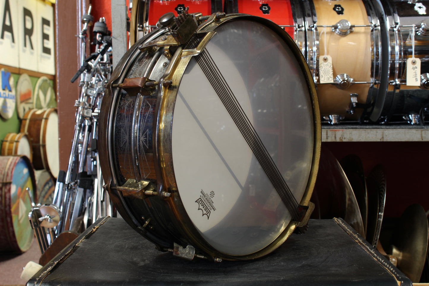 1930s Leedy 5x14 Broadway Parallel Thunderbird Snare Drum