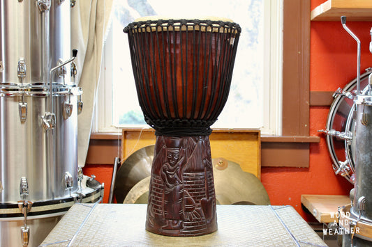 Used Meinl Percussion 12" Professional African Style Djembe w/ Village Carving