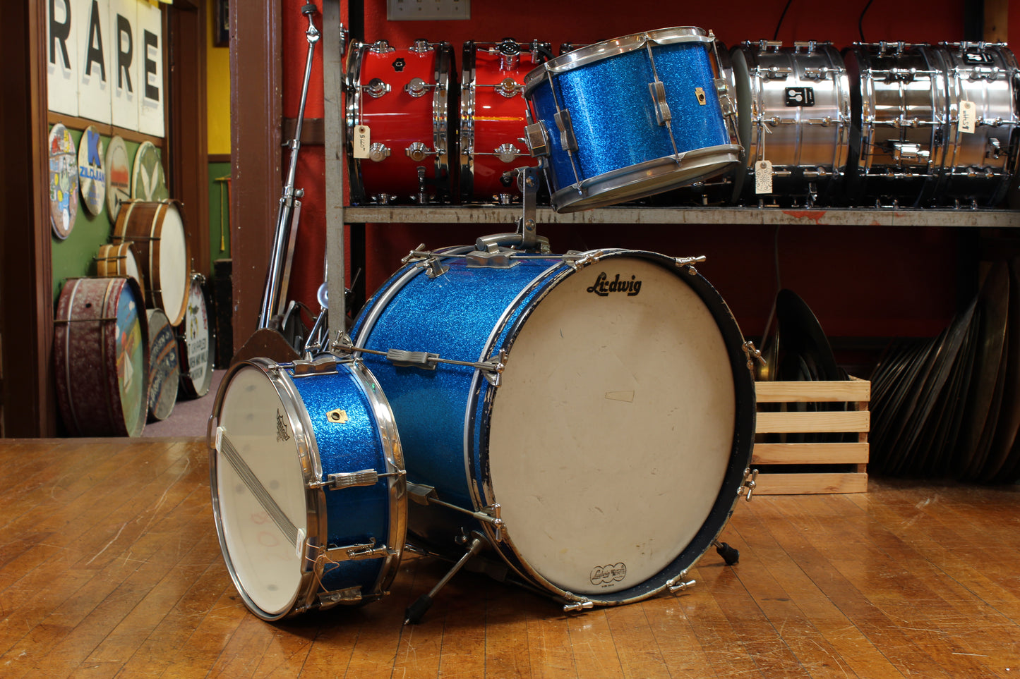 1960s Ludwig Club Date Outfit in Blue Sparkle 14x20 8x12 5x14