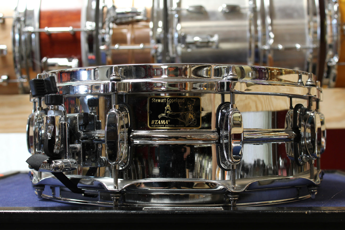 Early 2000s Tama 5x14 Stewart Copeland Signature Chrome Over Brass Snare Drum