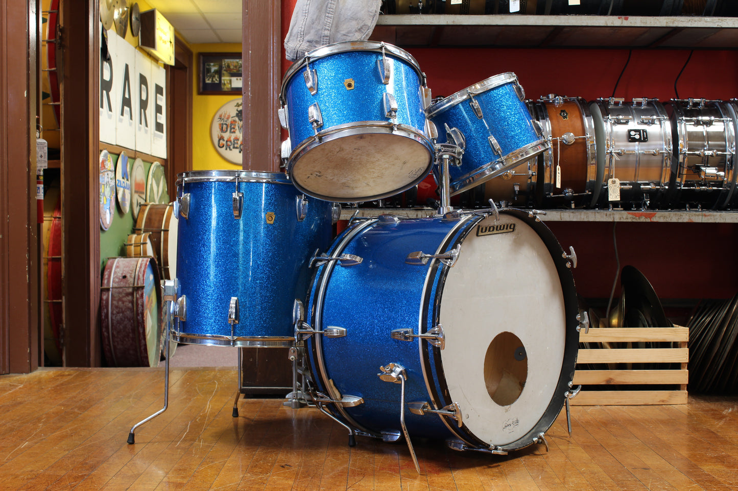 1960s Ludwig Hollywood Outfit in Blue Sparkle 14x22 8x12 9x13 16x16