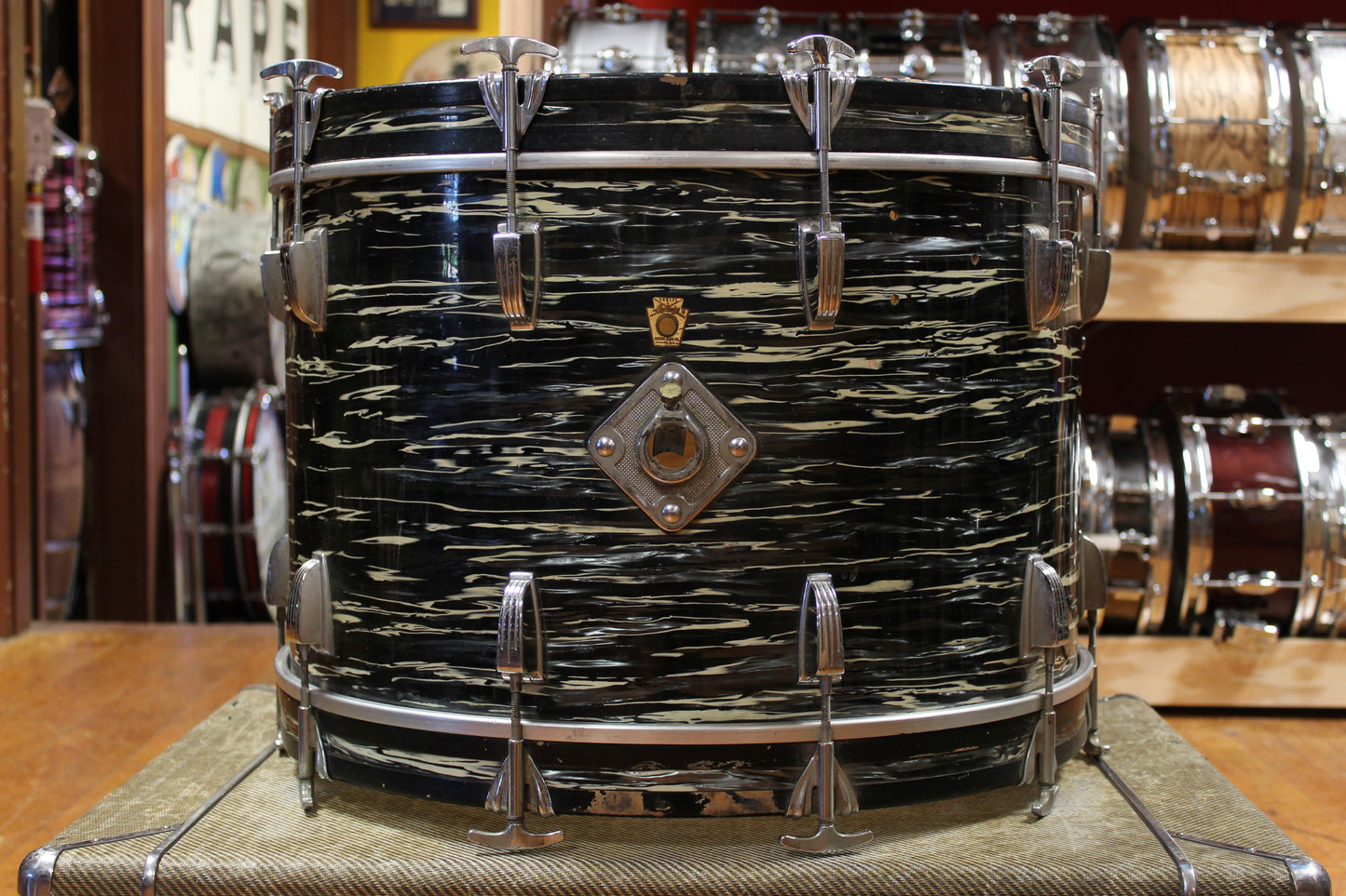 1969 Ludwig Hollywood in Black Oyster Pearl 14x22 8x12 9x13 16x16