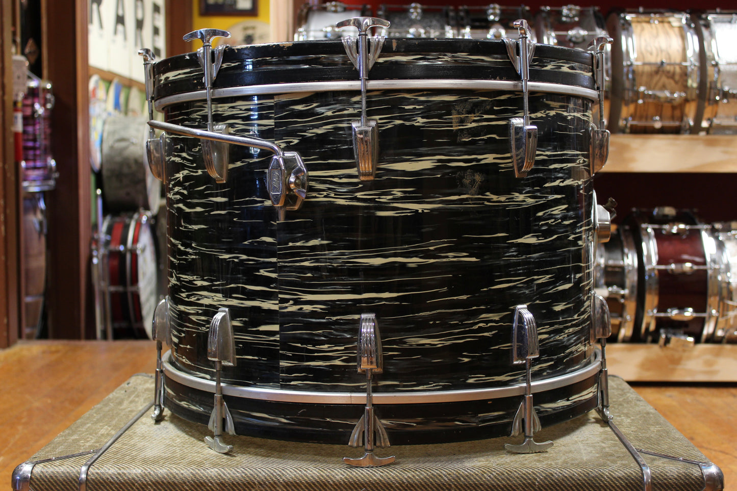 1969 Ludwig Hollywood in Black Oyster Pearl 14x22 8x12 9x13 16x16