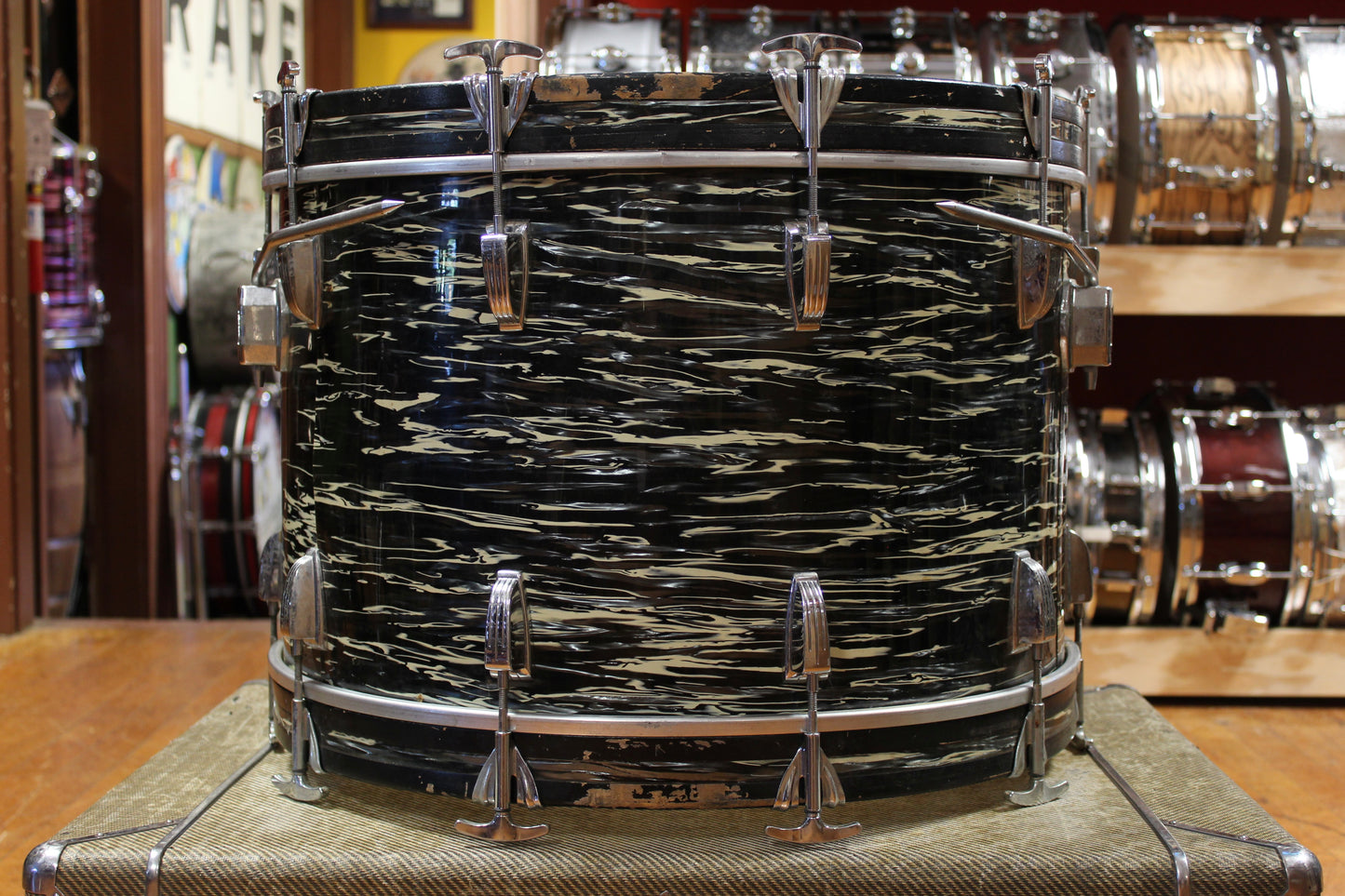 1969 Ludwig Hollywood in Black Oyster Pearl 14x22 8x12 9x13 16x16