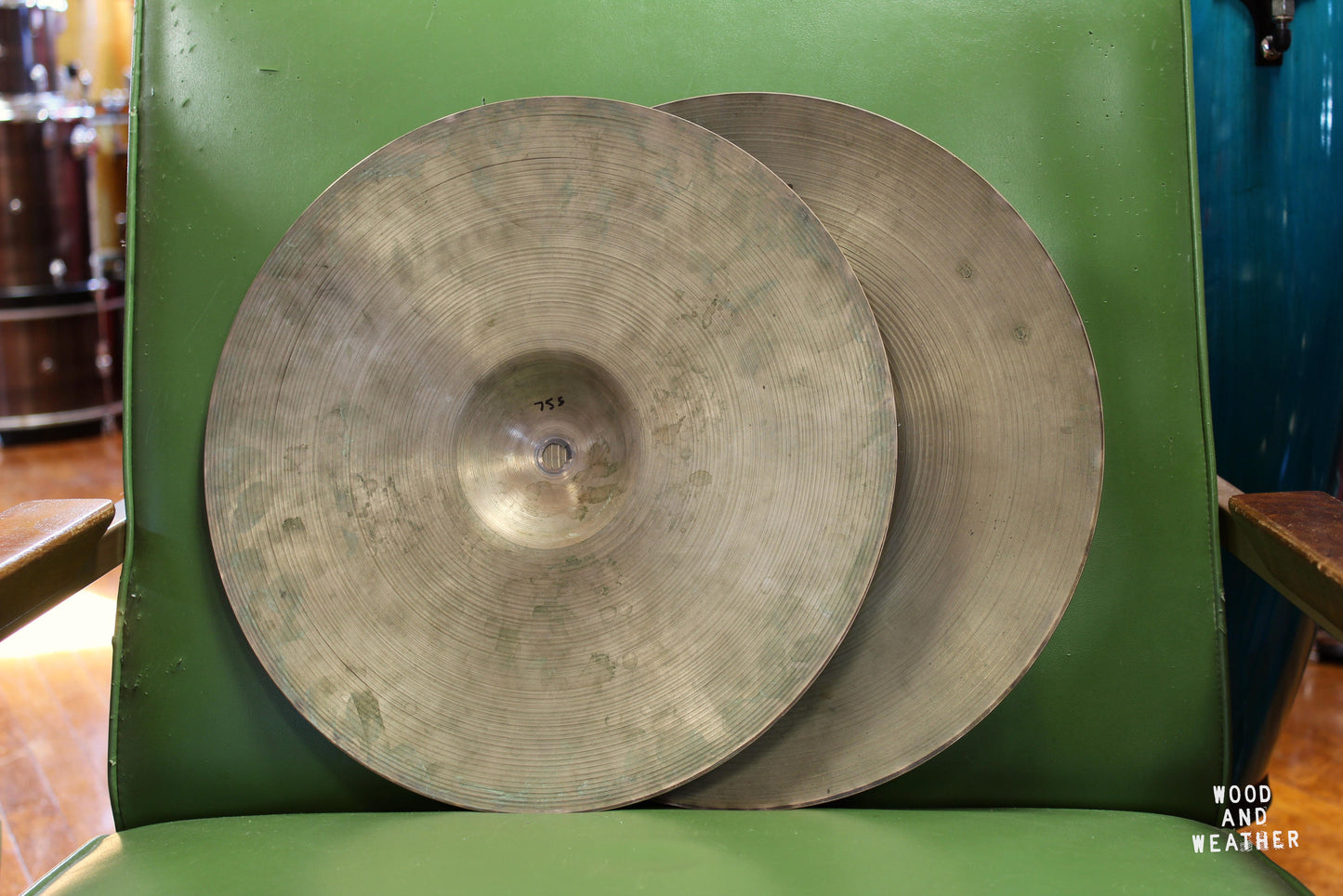 1960s A. Zildjian 14" Second Stamp Hi-Hat Cymbals 755/755g