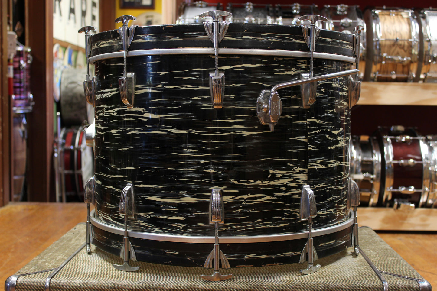 1969 Ludwig Hollywood in Black Oyster Pearl 14x22 8x12 9x13 16x16