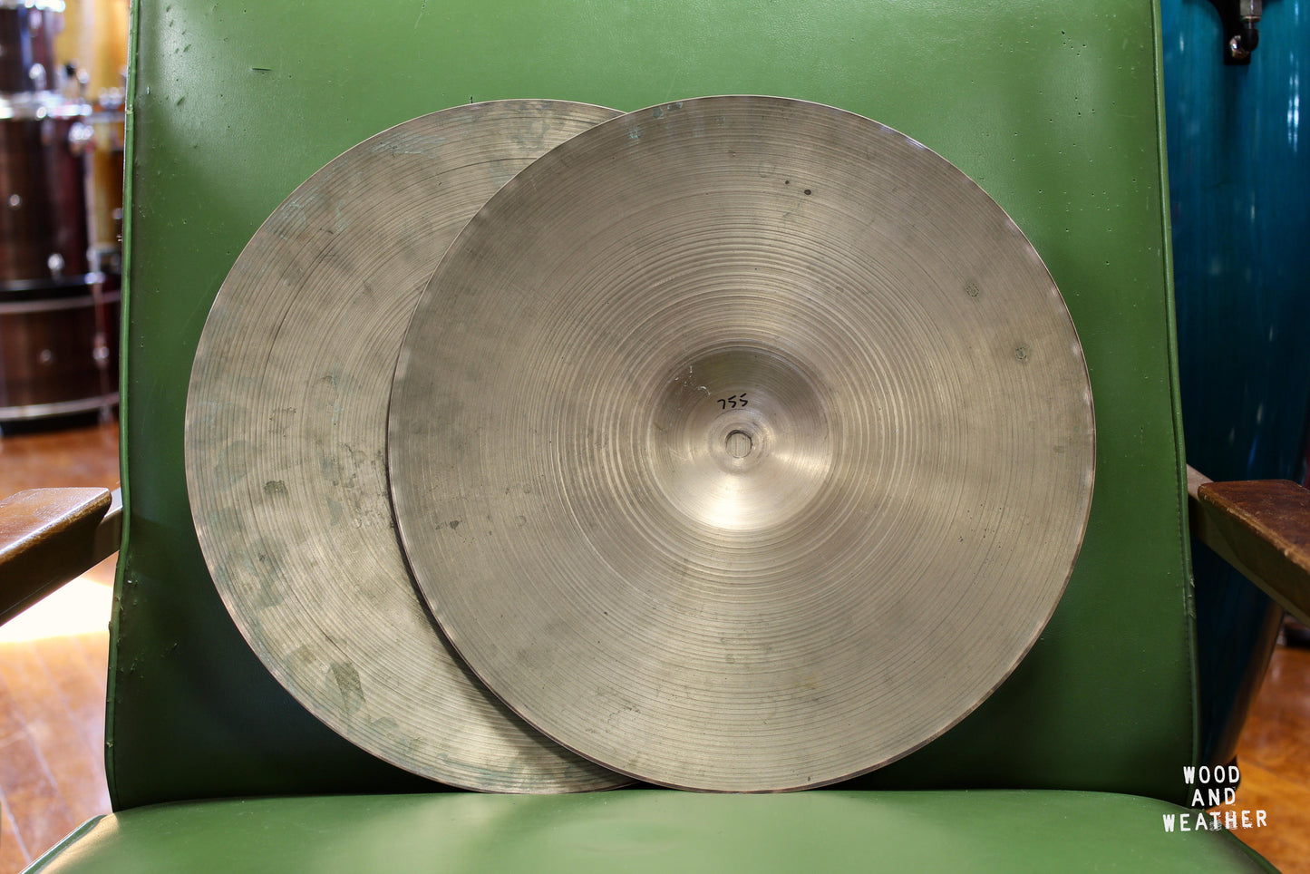 1960s A. Zildjian 14" Second Stamp Hi-Hat Cymbals 755/755g