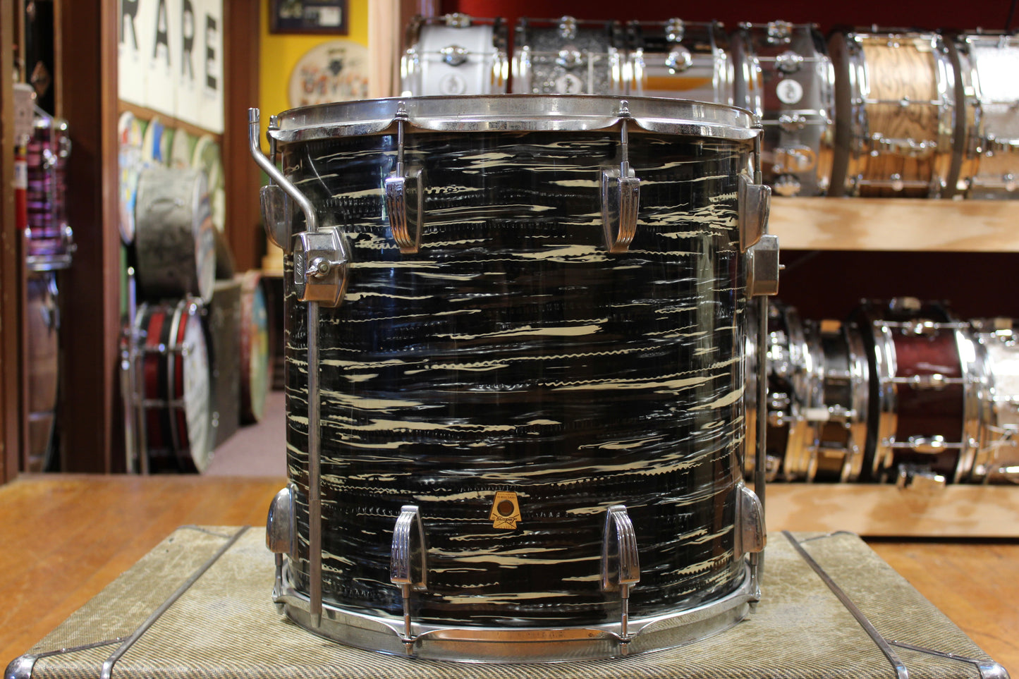 1969 Ludwig Hollywood in Black Oyster Pearl 14x22 8x12 9x13 16x16