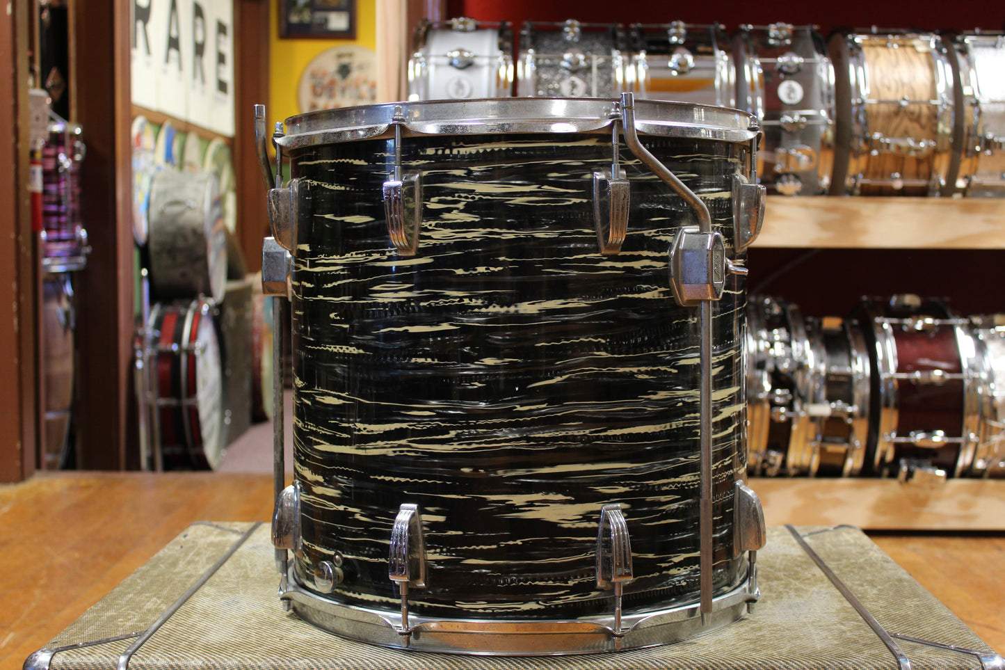 1969 Ludwig Hollywood in Black Oyster Pearl 14x22 8x12 9x13 16x16