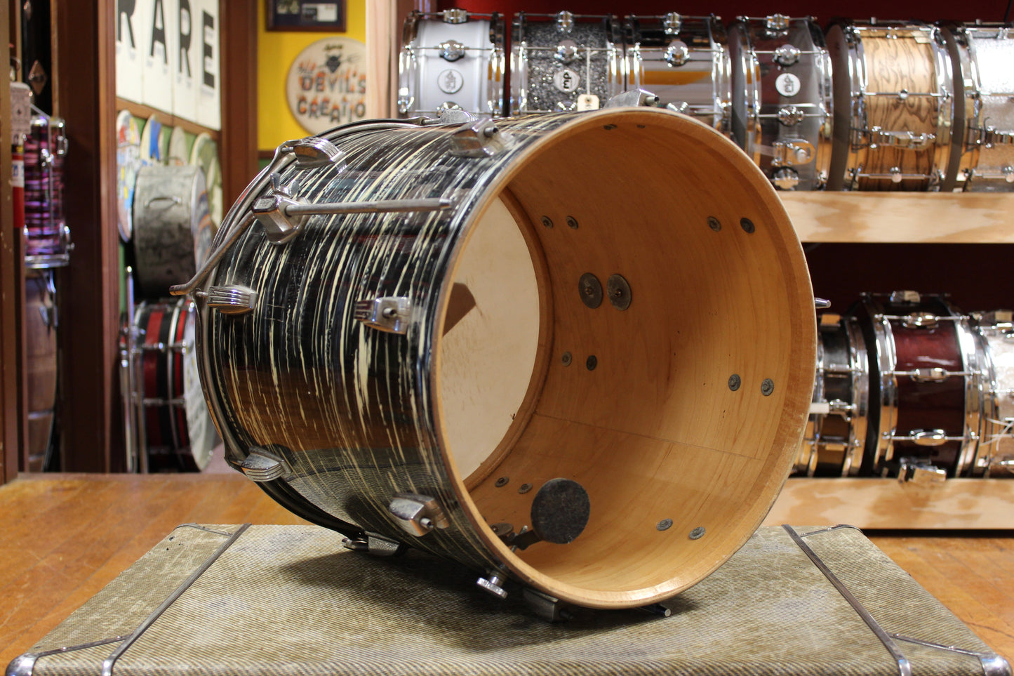 1969 Ludwig Hollywood in Black Oyster Pearl 14x22 8x12 9x13 16x16