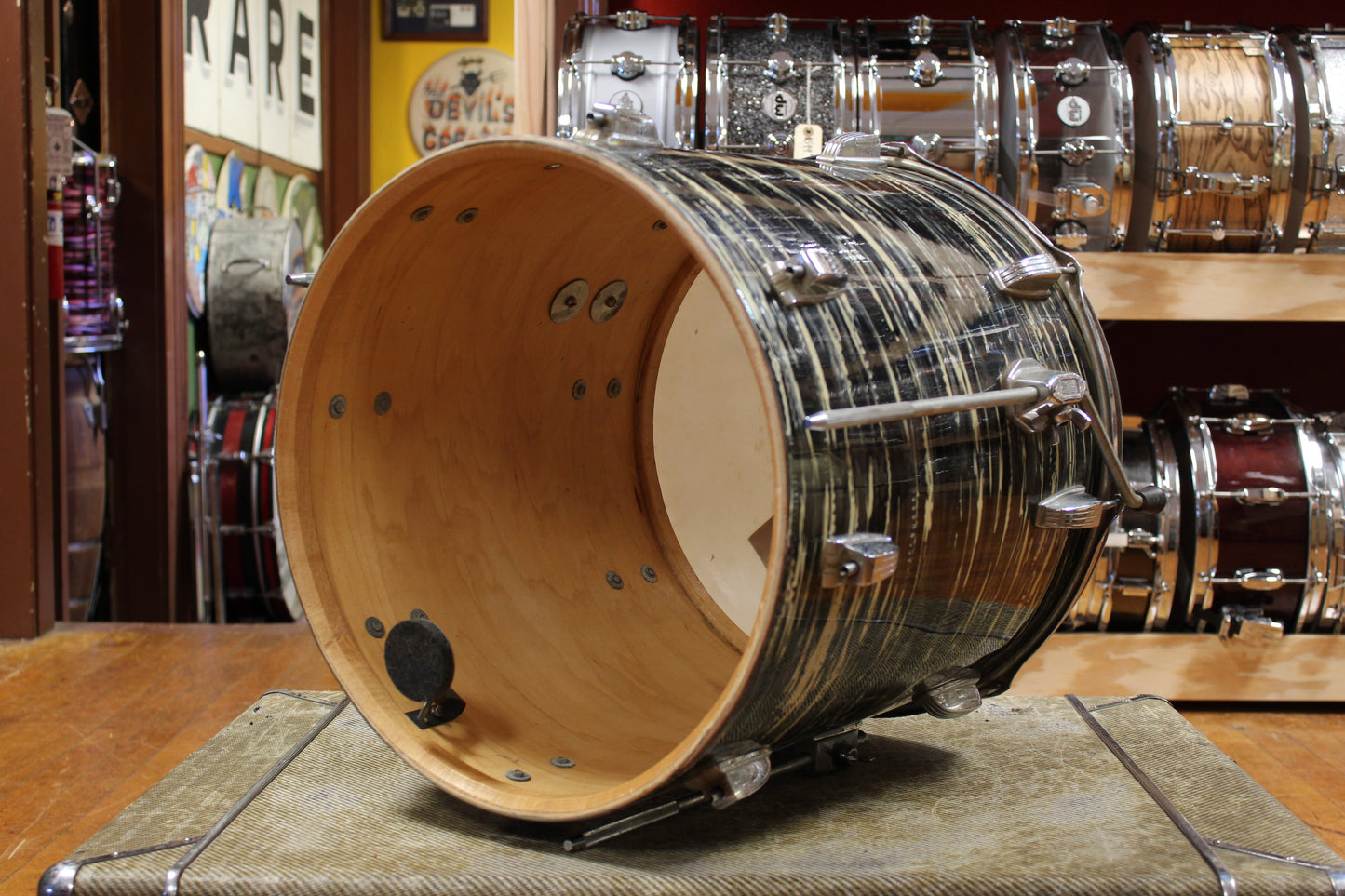 1969 Ludwig Hollywood in Black Oyster Pearl 14x22 8x12 9x13 16x16