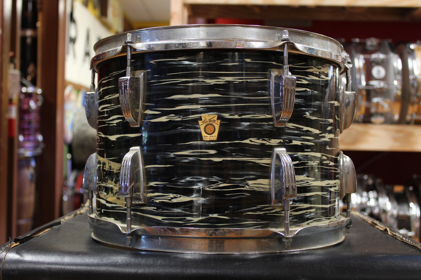 1969 Ludwig Hollywood in Black Oyster Pearl 14x22 8x12 9x13 16x16