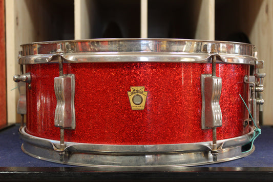 Pre Serial 1960s Ludwig 5x14 Pioneer Snare Drum in Red Sparkle