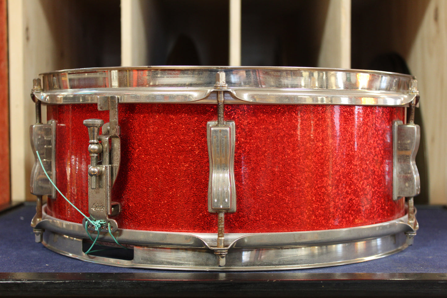 Pre Serial 1960s Ludwig 5x14 Pioneer Snare Drum in Red Sparkle