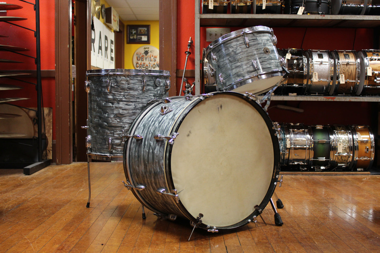 1950s Gretsch Broadkaster Outfit in Midnight Blue Pearl 14x22 9x13 16x16