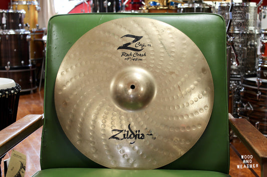 Used Zildjian 19" Z Custom Rock Crash Cymbal 2170g - CRACKED