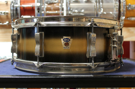 1960 Ludwig 5x14 Transition Badge Jazz Festival Snare Drum in Black and Gold Duco