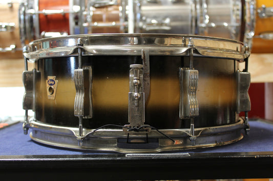 1960 Ludwig 5x14 Transition Badge Jazz Festival Snare Drum in Black and Gold Duco