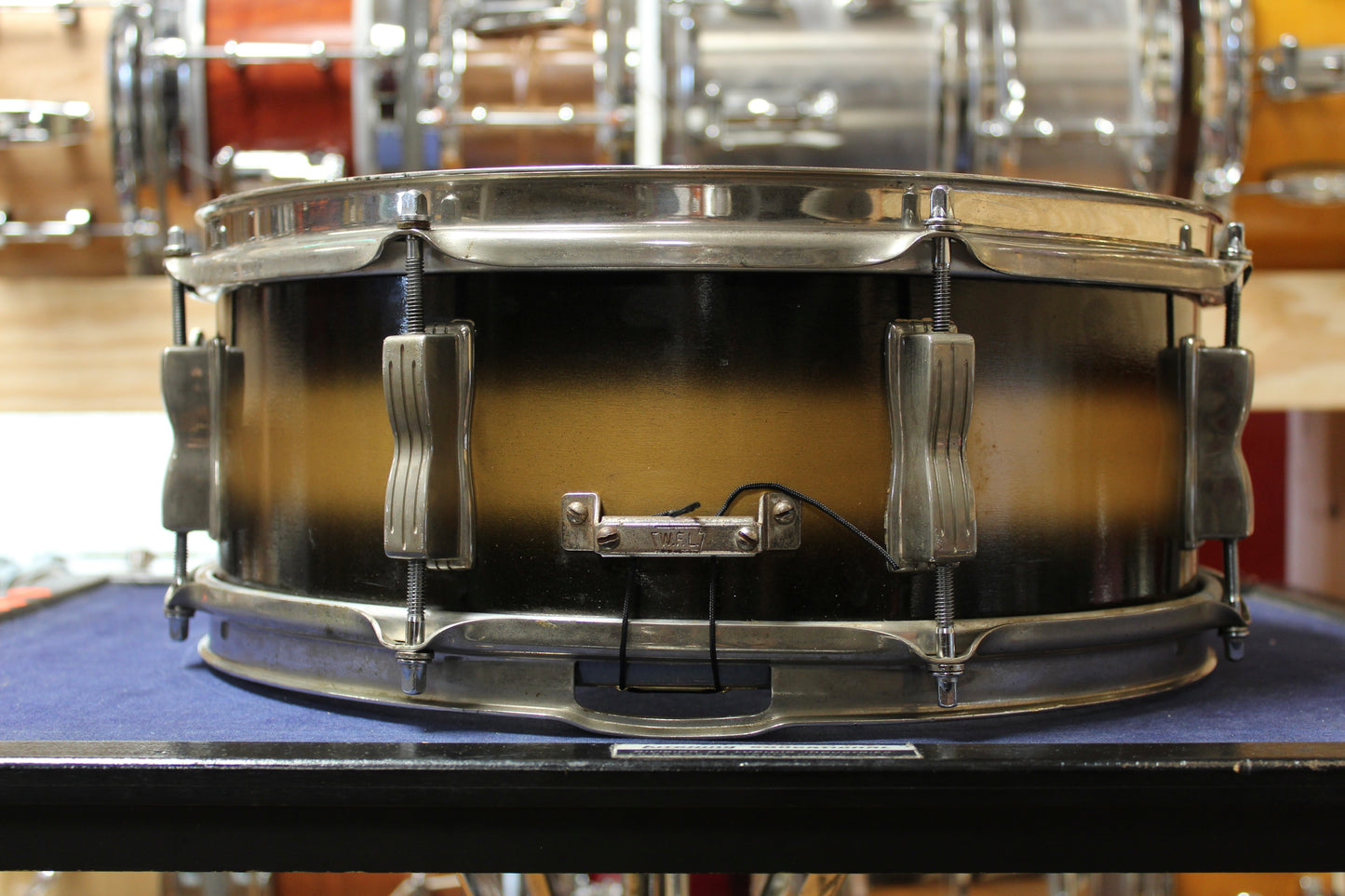 1960 Ludwig 5x14 Transition Badge Jazz Festival Snare Drum in Black and Gold Duco