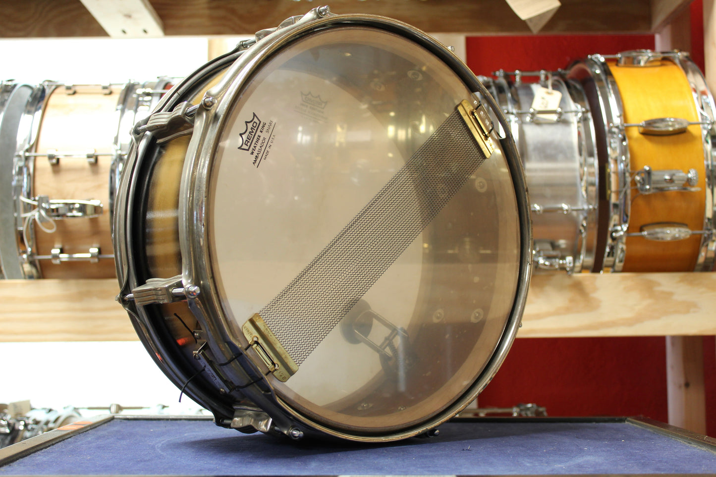1960 Ludwig 5x14 Transition Badge Jazz Festival Snare Drum in Black and Gold Duco