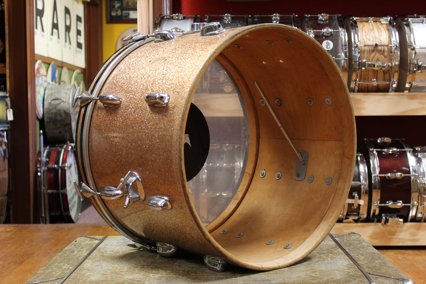 1960s Slingerland 14x20 Bass Drum in Sparkling Champagne Pearl