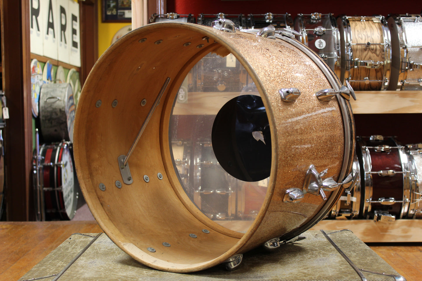 1960s Slingerland 14x20 Bass Drum in Sparkling Champagne Pearl