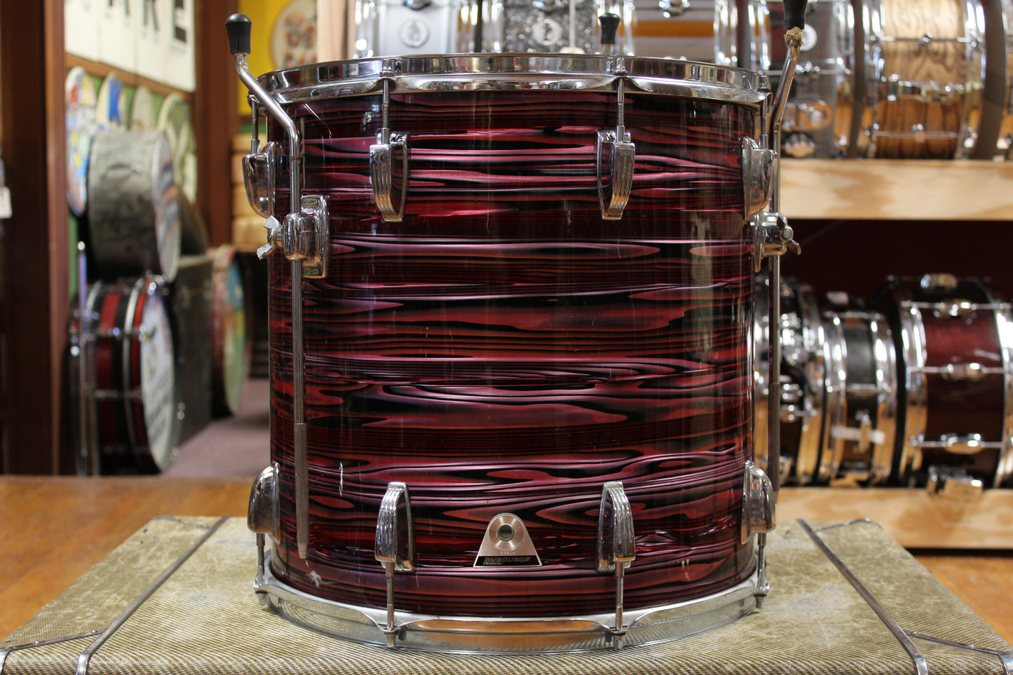 1960s Ludwig 16x16 Standard Floor Tom in Ruby Strata
