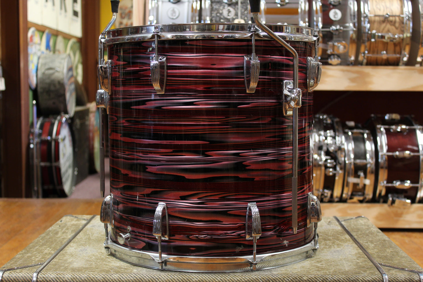 1960s Ludwig 16x16 Standard Floor Tom in Ruby Strata