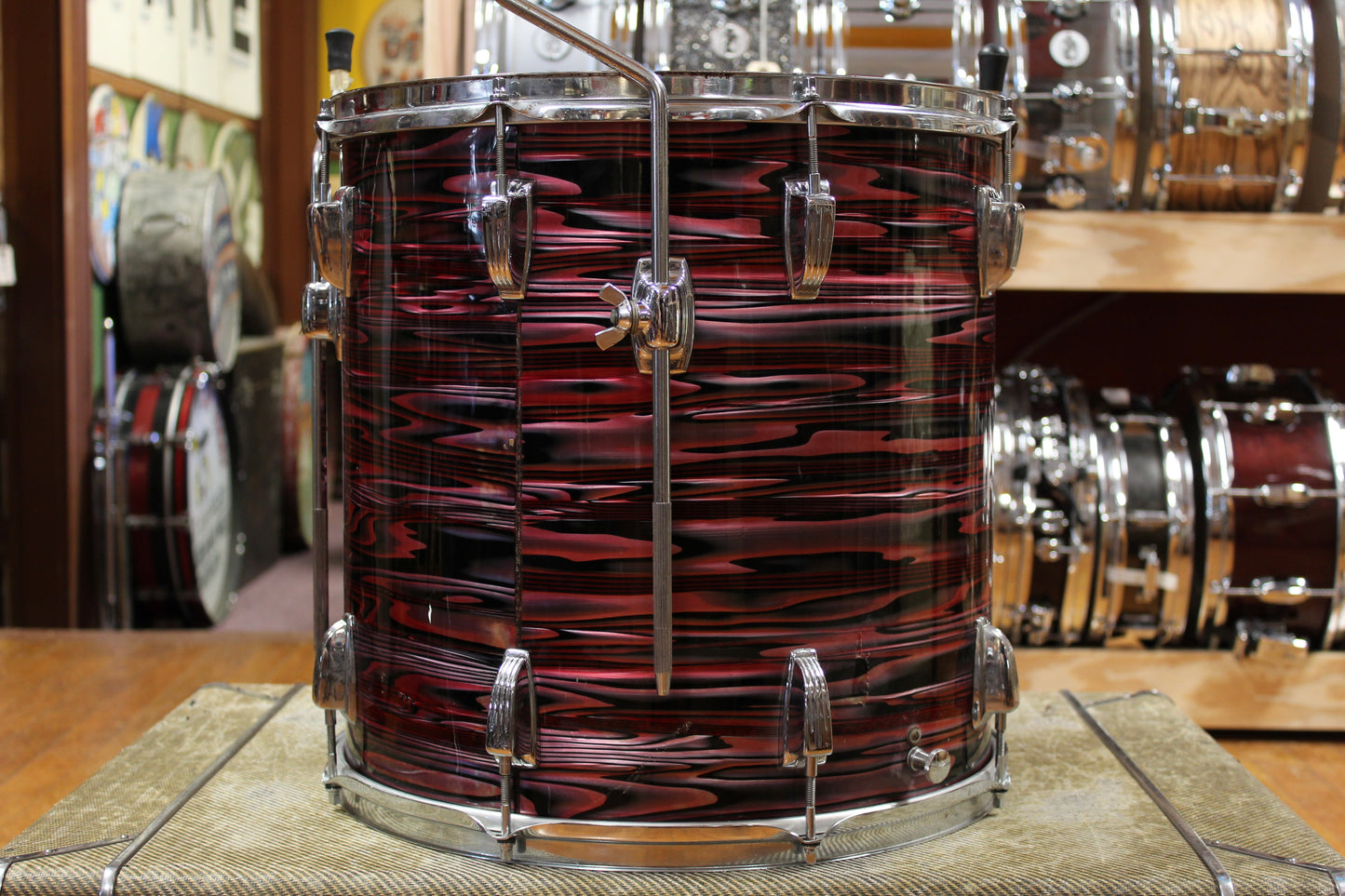 1960s Ludwig 16x16 Standard Floor Tom in Ruby Strata