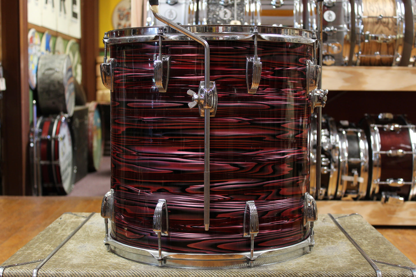 1960s Ludwig 16x16 Standard Floor Tom in Ruby Strata