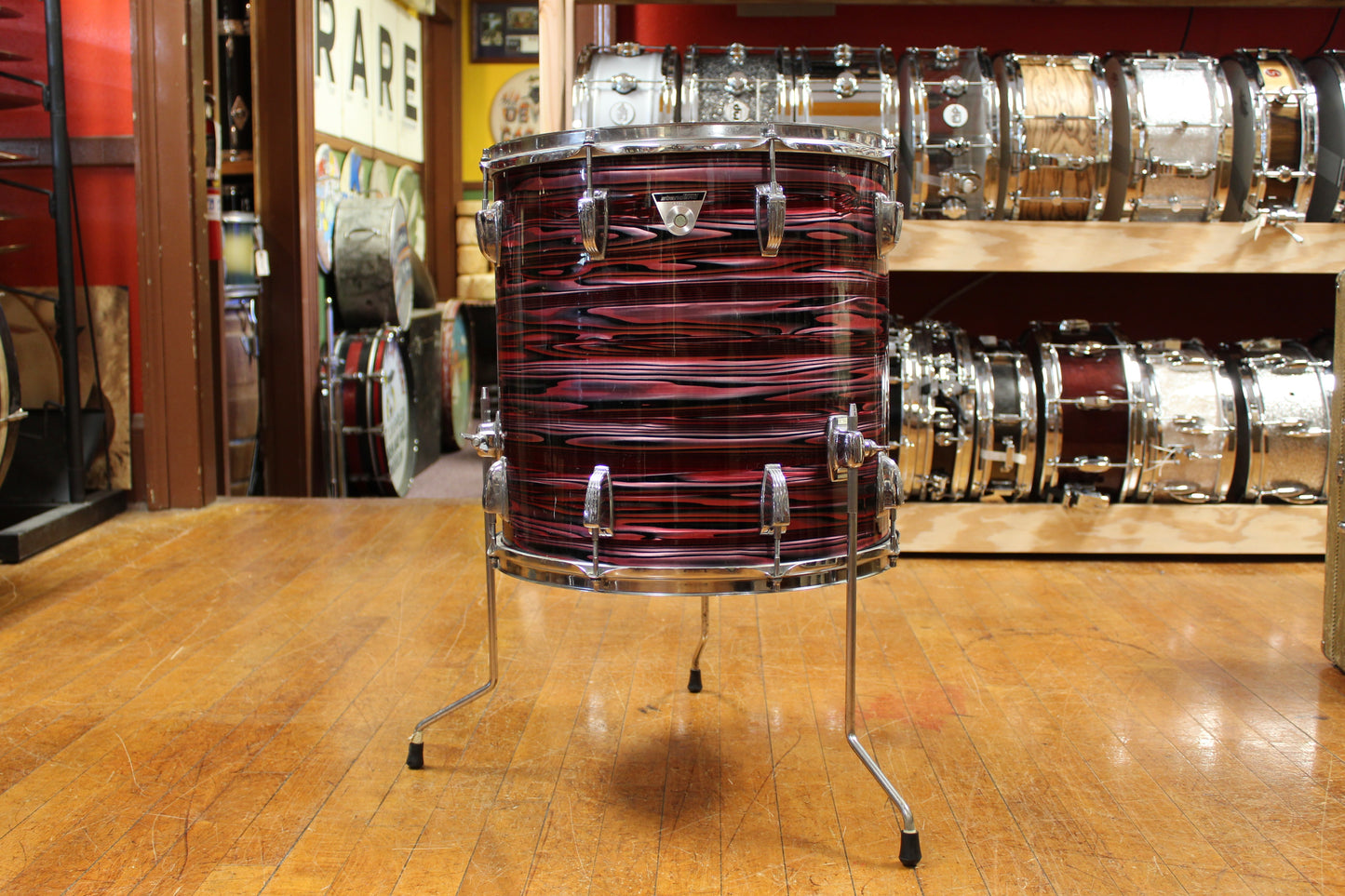 1960s Ludwig 16x16 Standard Floor Tom in Ruby Strata
