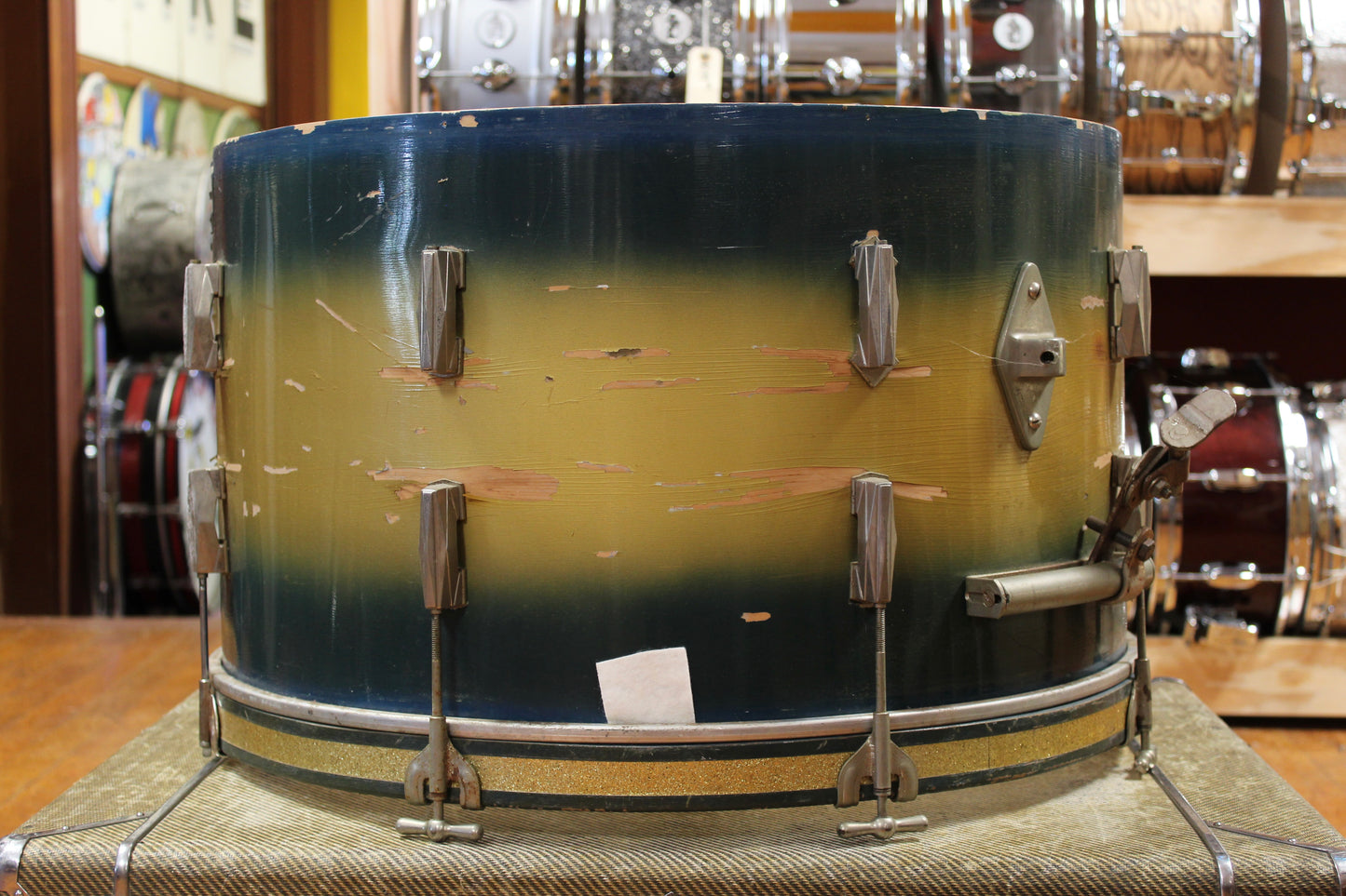 1940s Gretsch 14x24 Bass Drum in Blue and Gold Duco