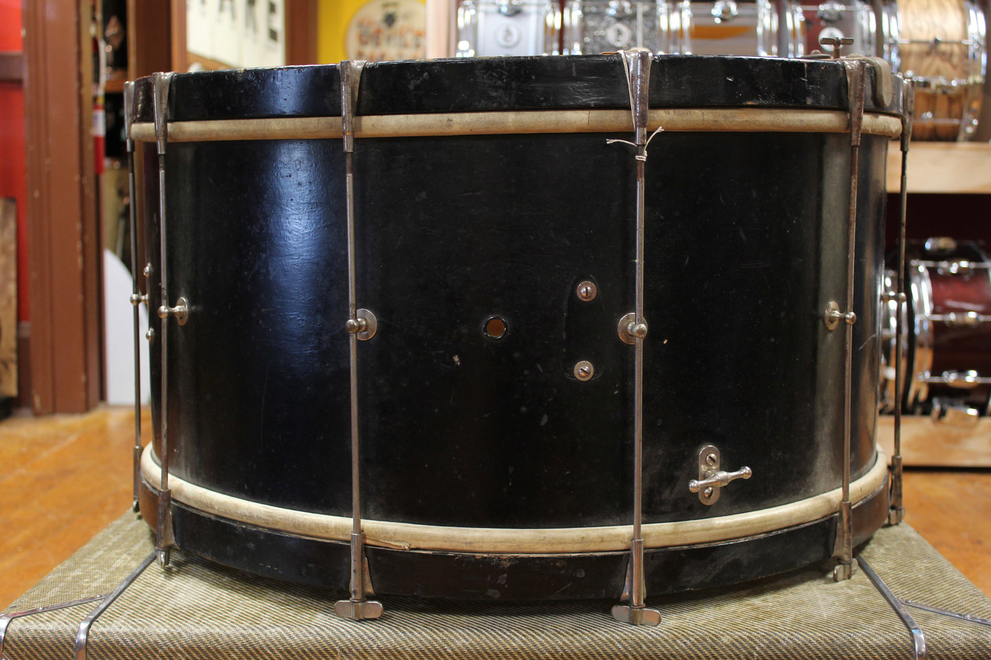 1930s Walberg and Auge 14x27 Bass Drum in Black Lacquer
