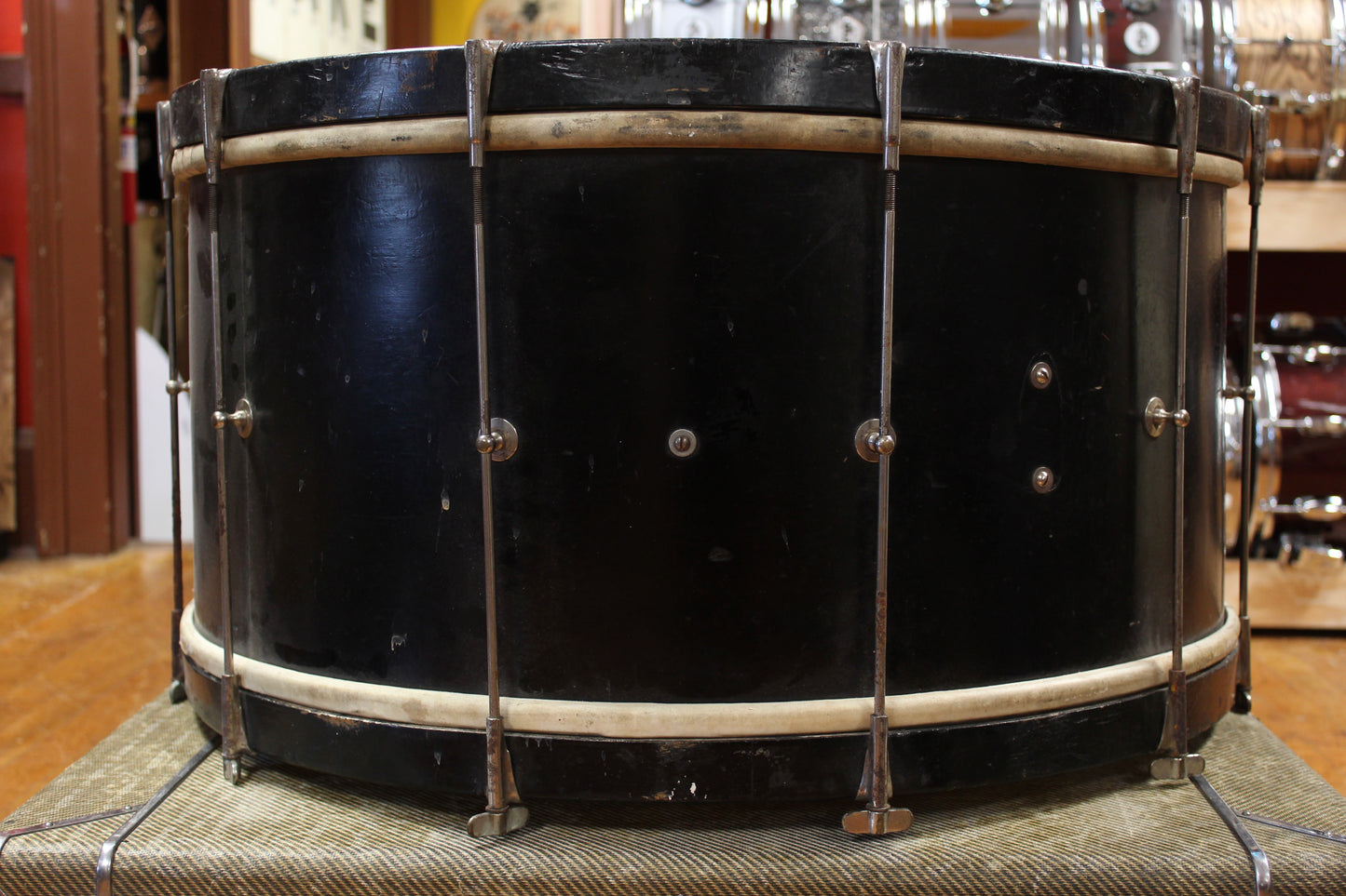1930s Walberg and Auge 14x27 Bass Drum in Black Lacquer
