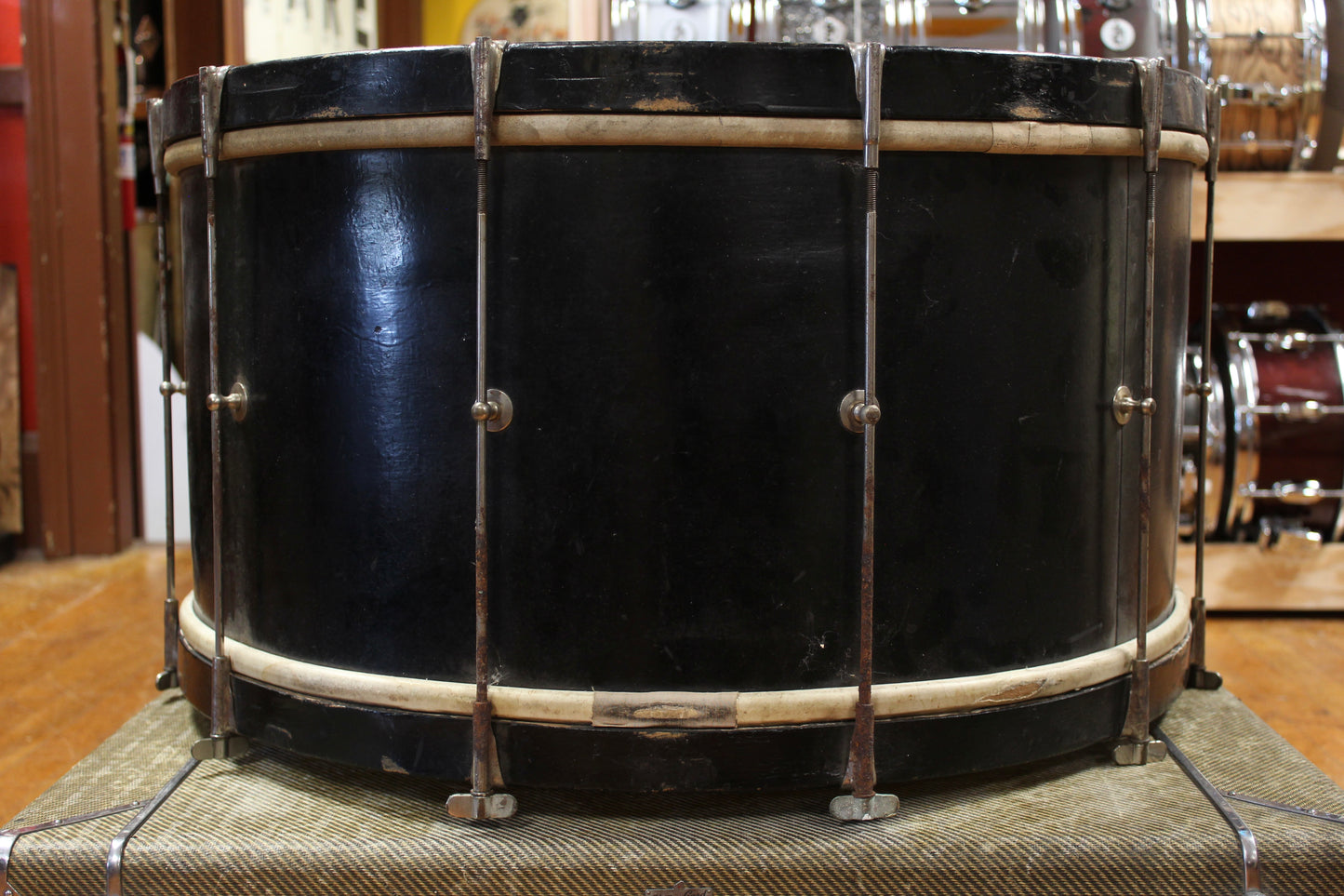 1930s Walberg and Auge 14x27 Bass Drum in Black Lacquer