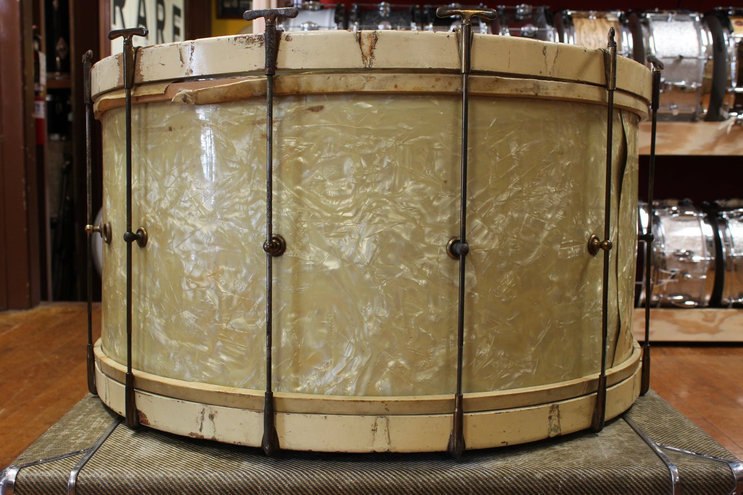 1930s Leedy 14x28 Bass Drum in White Marine Pearl