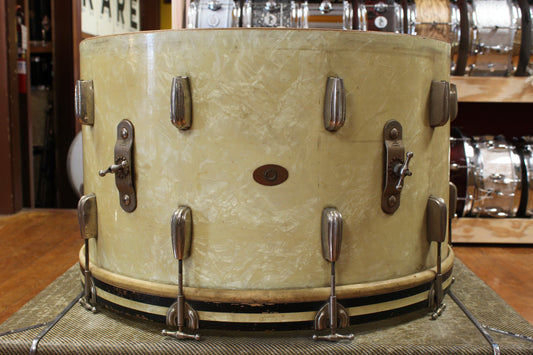 1940s Slingerland 14x24 Radio King Bass Drum in White Marine Pearl