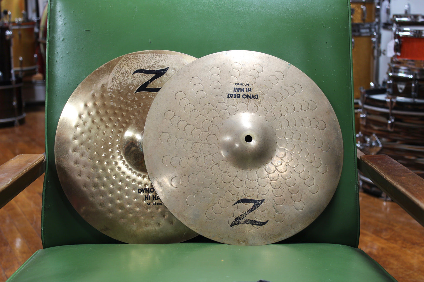 1980s Zildjian 14" Z Dyno Beat Hi-Hat Cymbals 1215/1220g