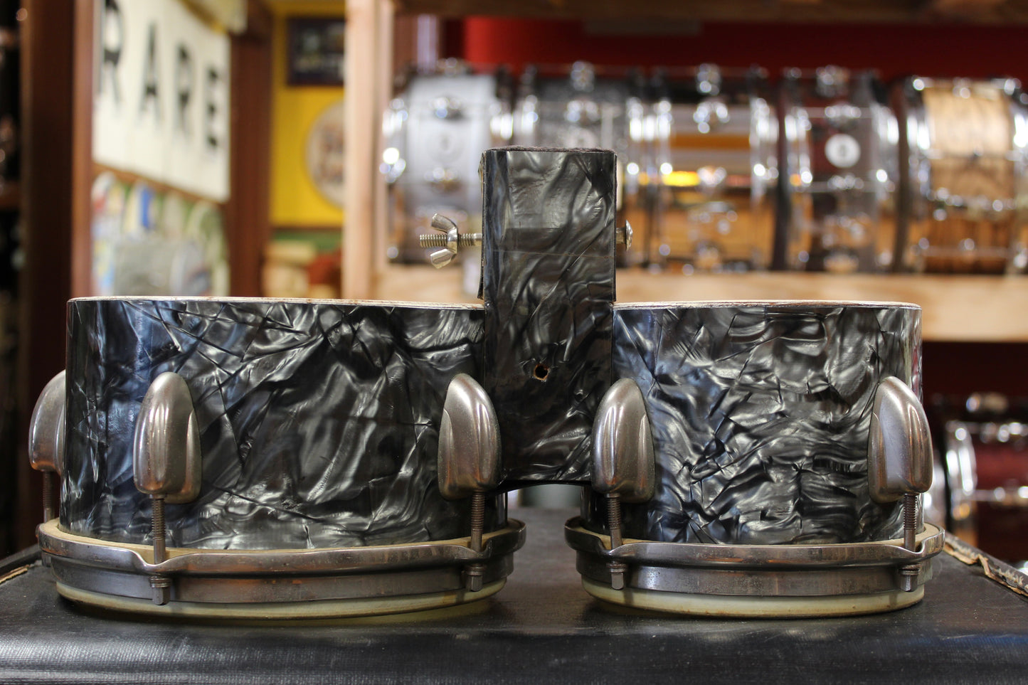 1940s Slingerland 6" and 8" Standard Drum Bongos in Black Diamond Pearl