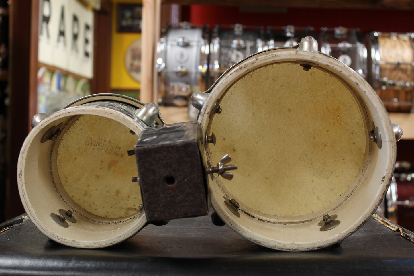 1940s Slingerland 6" and 8" Standard Drum Bongos in Black Diamond Pearl