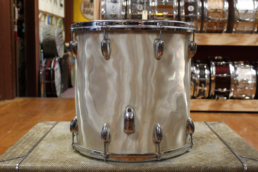 1960s Slingerland 14x14 Floor Tom in White Satin Flame Pearl