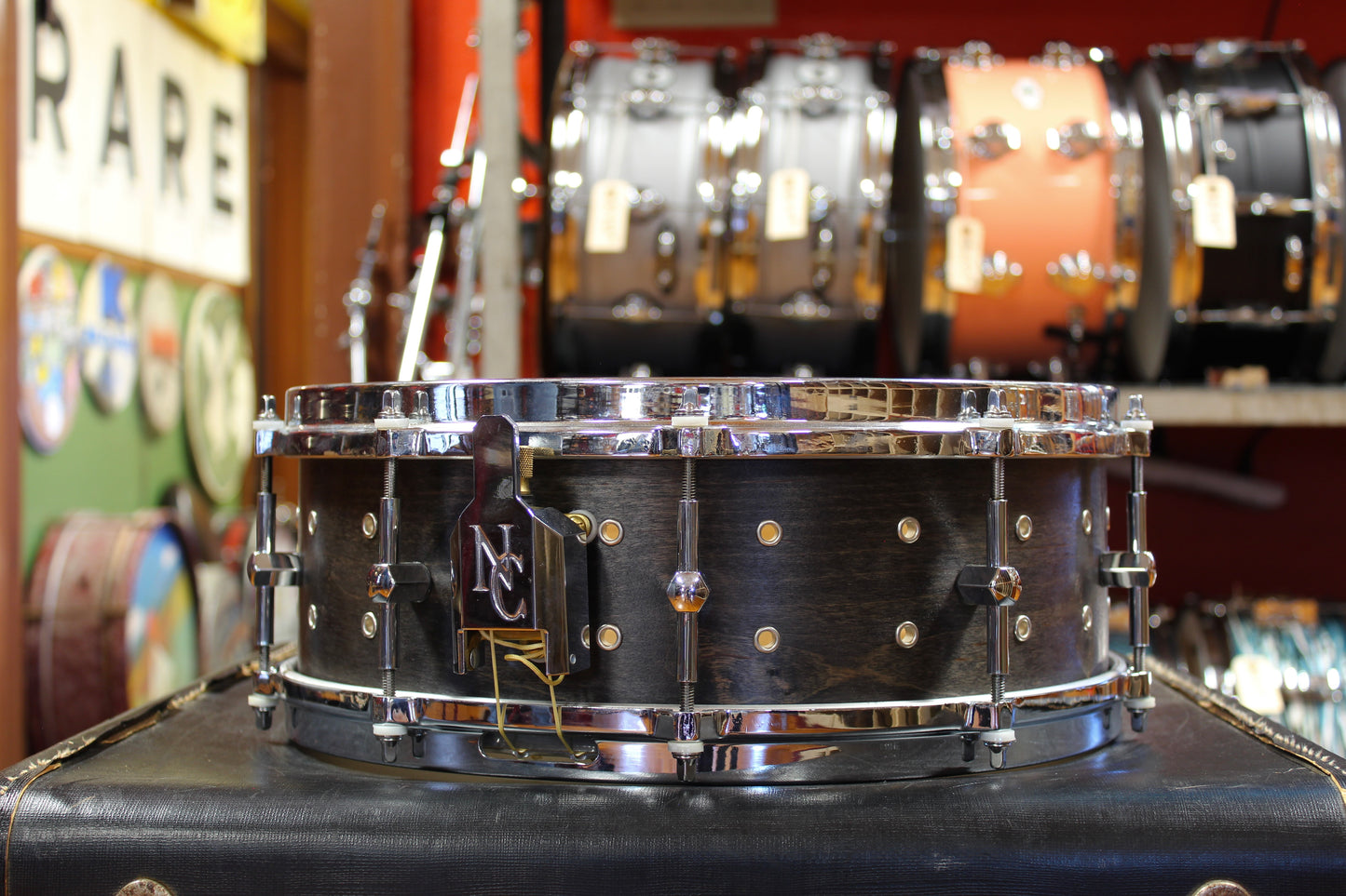 Noble and Cooley 5x14 "Vented" Maple SS Classic Snare Drum in Blackwash Satin
